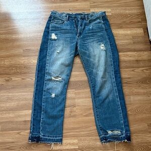 Blank NYC distressed Boot cut two tone jeans